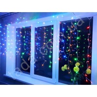 Гирлянда Бахрома 120 LED 8 мм на ЧП Разноцветная