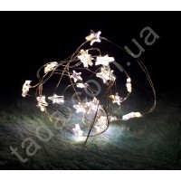 Гирлянда Звездочка 20LED на Батарейках Тепло-белая на проволоке