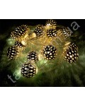 Гирлянда 20 LED металлические шарики Золотые